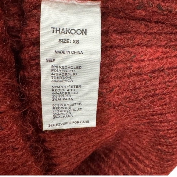 THAKOON‎ Woomen's Burgundy Chunky Scarf Turtleneck Sweater Size XS - Picture 12 of 13